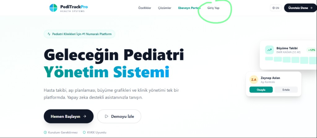 PediTrack Pro Ana Sayfa